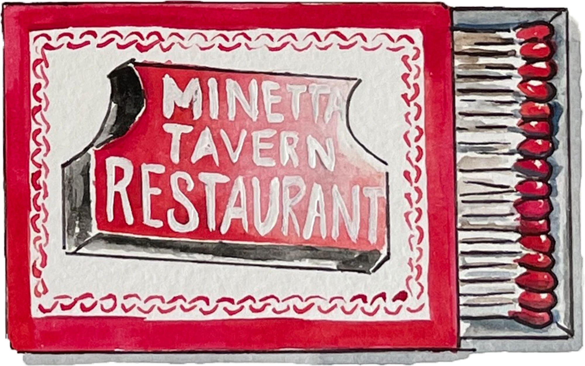 Minetta Tavern, hand-painted matchbook